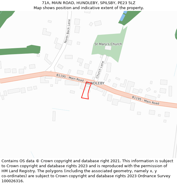 71A, MAIN ROAD, HUNDLEBY, SPILSBY, PE23 5LZ: Location map and indicative extent of plot