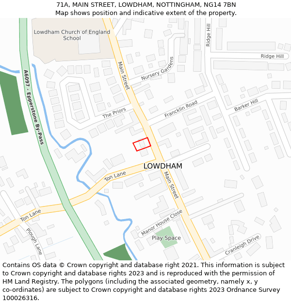 71A, MAIN STREET, LOWDHAM, NOTTINGHAM, NG14 7BN: Location map and indicative extent of plot