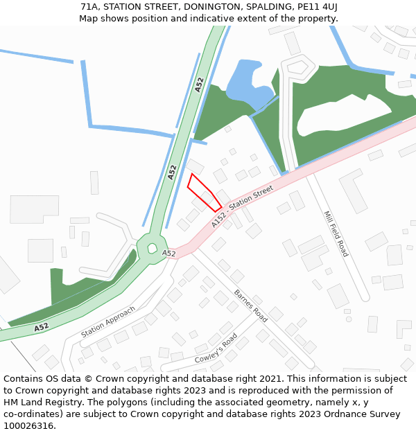 71A, STATION STREET, DONINGTON, SPALDING, PE11 4UJ: Location map and indicative extent of plot