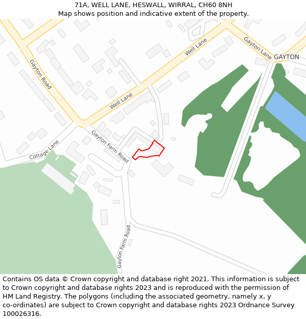 71A, WELL LANE, HESWALL, WIRRAL, CH60 8NH: Location map and indicative extent of plot