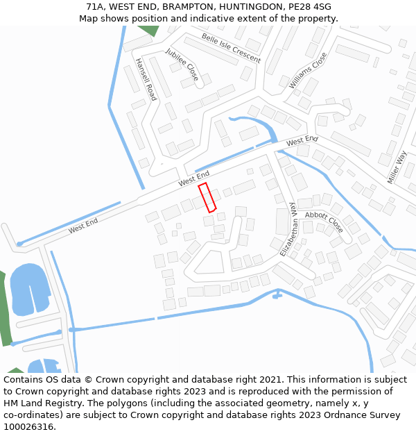 71A, WEST END, BRAMPTON, HUNTINGDON, PE28 4SG: Location map and indicative extent of plot