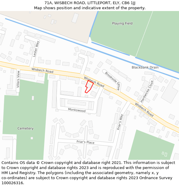 71A, WISBECH ROAD, LITTLEPORT, ELY, CB6 1JJ: Location map and indicative extent of plot