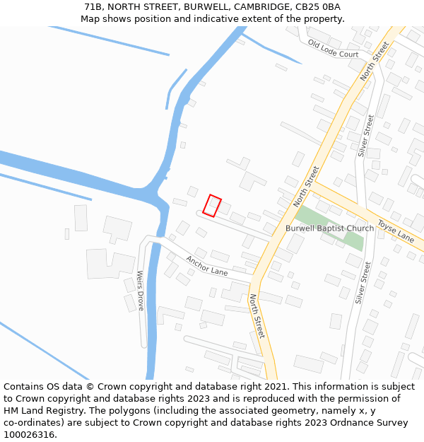 71B, NORTH STREET, BURWELL, CAMBRIDGE, CB25 0BA: Location map and indicative extent of plot