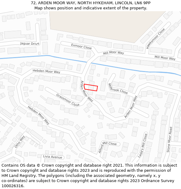 72, ARDEN MOOR WAY, NORTH HYKEHAM, LINCOLN, LN6 9PP: Location map and indicative extent of plot