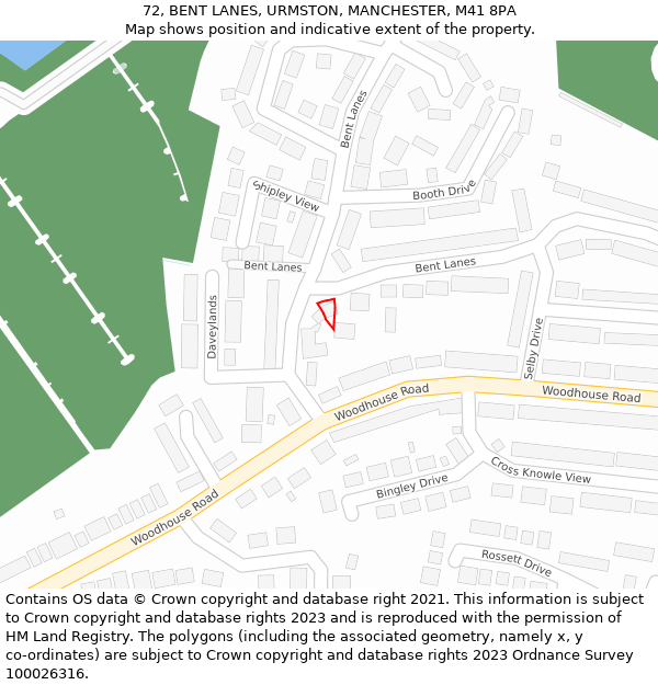 72, BENT LANES, URMSTON, MANCHESTER, M41 8PA: Location map and indicative extent of plot