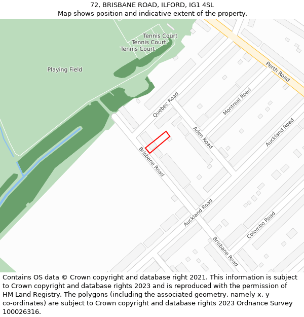 72, BRISBANE ROAD, ILFORD, IG1 4SL: Location map and indicative extent of plot