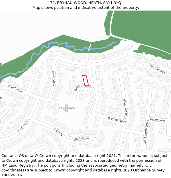 72, BRYNAU WOOD, NEATH, SA11 3YQ: Location map and indicative extent of plot