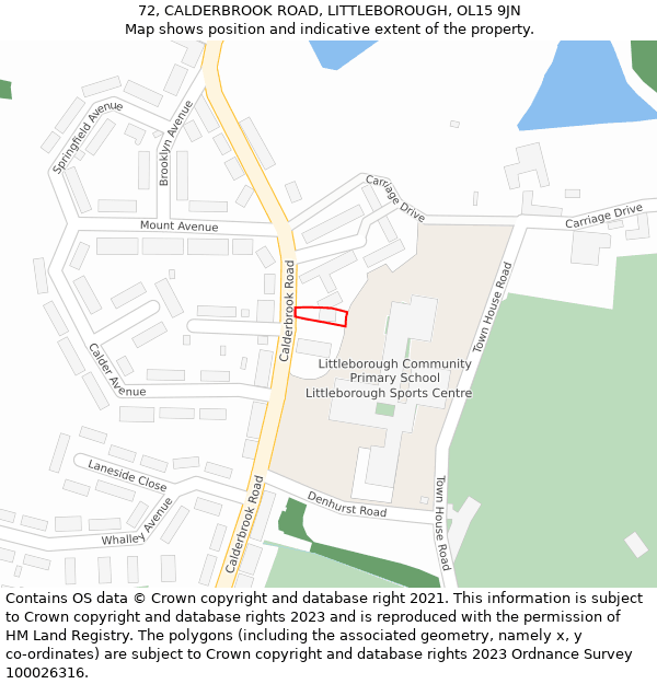 72, CALDERBROOK ROAD, LITTLEBOROUGH, OL15 9JN: Location map and indicative extent of plot