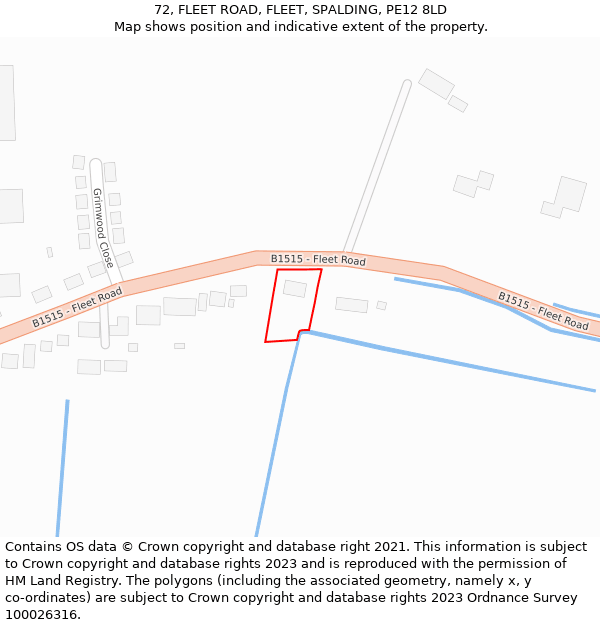 72, FLEET ROAD, FLEET, SPALDING, PE12 8LD: Location map and indicative extent of plot