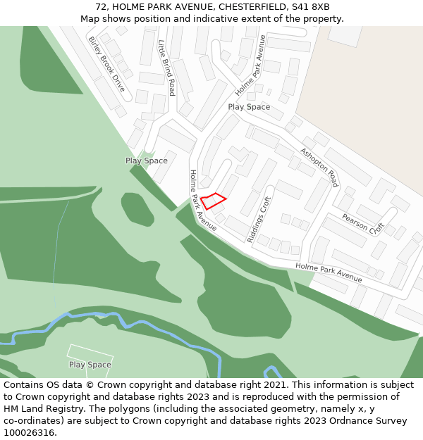 72, HOLME PARK AVENUE, CHESTERFIELD, S41 8XB: Location map and indicative extent of plot