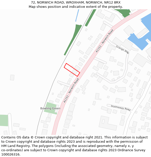 72, NORWICH ROAD, WROXHAM, NORWICH, NR12 8RX: Location map and indicative extent of plot