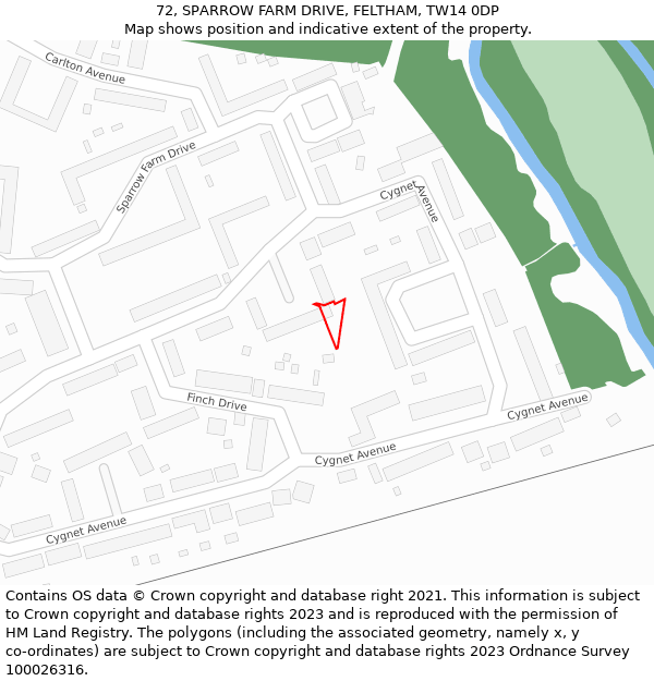 72, SPARROW FARM DRIVE, FELTHAM, TW14 0DP: Location map and indicative extent of plot