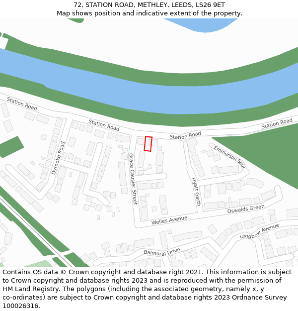 72, STATION ROAD, METHLEY, LEEDS, LS26 9ET: Location map and indicative extent of plot
