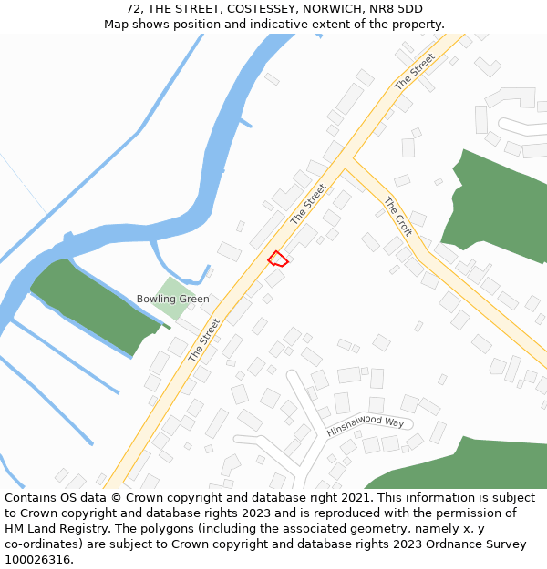 72, THE STREET, COSTESSEY, NORWICH, NR8 5DD: Location map and indicative extent of plot