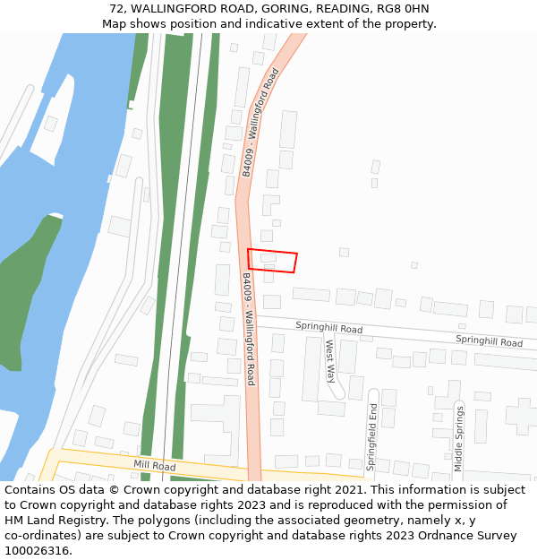 72, WALLINGFORD ROAD, GORING, READING, RG8 0HN: Location map and indicative extent of plot