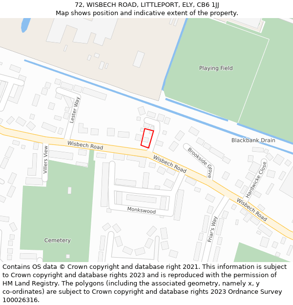 72, WISBECH ROAD, LITTLEPORT, ELY, CB6 1JJ: Location map and indicative extent of plot