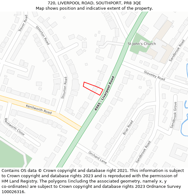 720, LIVERPOOL ROAD, SOUTHPORT, PR8 3QE: Location map and indicative extent of plot