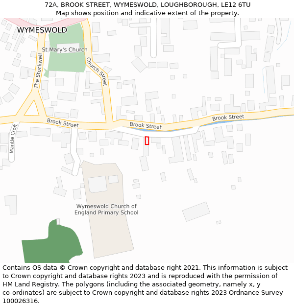 72A, BROOK STREET, WYMESWOLD, LOUGHBOROUGH, LE12 6TU: Location map and indicative extent of plot