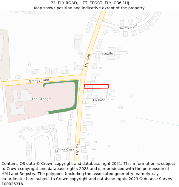 73, ELY ROAD, LITTLEPORT, ELY, CB6 1HJ: Location map and indicative extent of plot