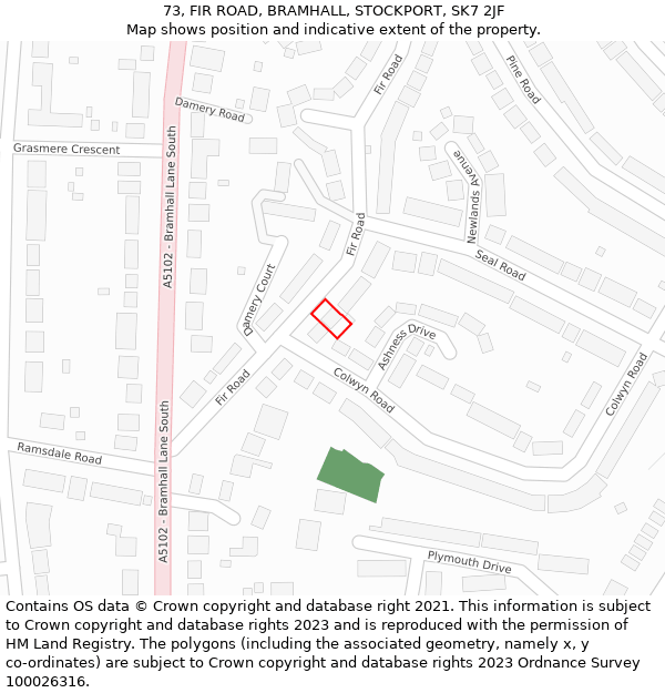 73, FIR ROAD, BRAMHALL, STOCKPORT, SK7 2JF: Location map and indicative extent of plot