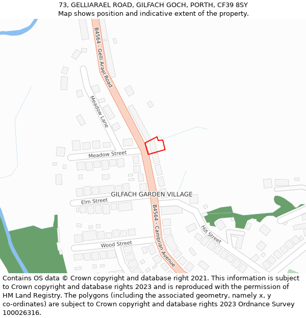 73, GELLIARAEL ROAD, GILFACH GOCH, PORTH, CF39 8SY: Location map and indicative extent of plot