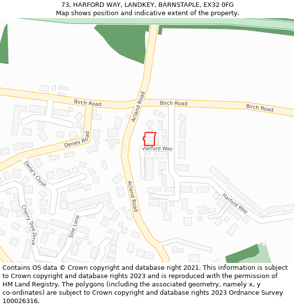 73, HARFORD WAY, LANDKEY, BARNSTAPLE, EX32 0FG: Location map and indicative extent of plot