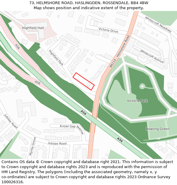 73, HELMSHORE ROAD, HASLINGDEN, ROSSENDALE, BB4 4BW: Location map and indicative extent of plot