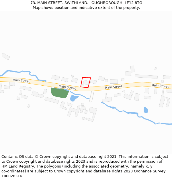 73, MAIN STREET, SWITHLAND, LOUGHBOROUGH, LE12 8TG: Location map and indicative extent of plot