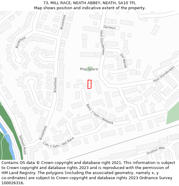 73, MILL RACE, NEATH ABBEY, NEATH, SA10 7FL: Location map and indicative extent of plot