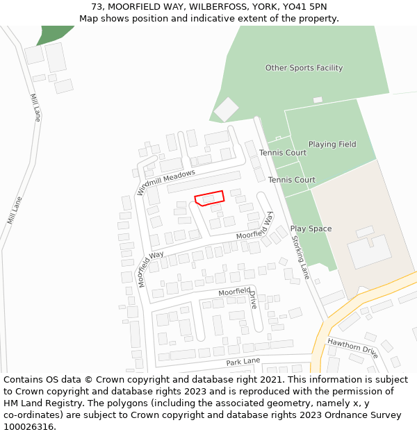 73, MOORFIELD WAY, WILBERFOSS, YORK, YO41 5PN: Location map and indicative extent of plot