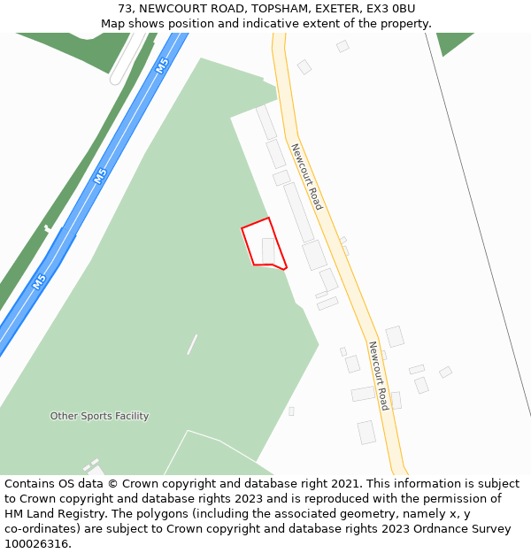 73, NEWCOURT ROAD, TOPSHAM, EXETER, EX3 0BU: Location map and indicative extent of plot