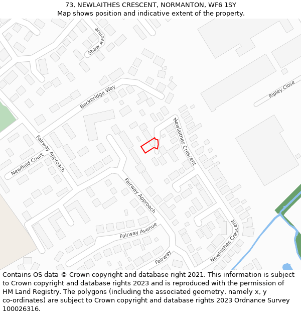 73, NEWLAITHES CRESCENT, NORMANTON, WF6 1SY: Location map and indicative extent of plot