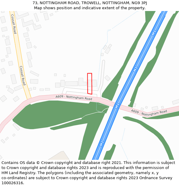 73, NOTTINGHAM ROAD, TROWELL, NOTTINGHAM, NG9 3PJ: Location map and indicative extent of plot