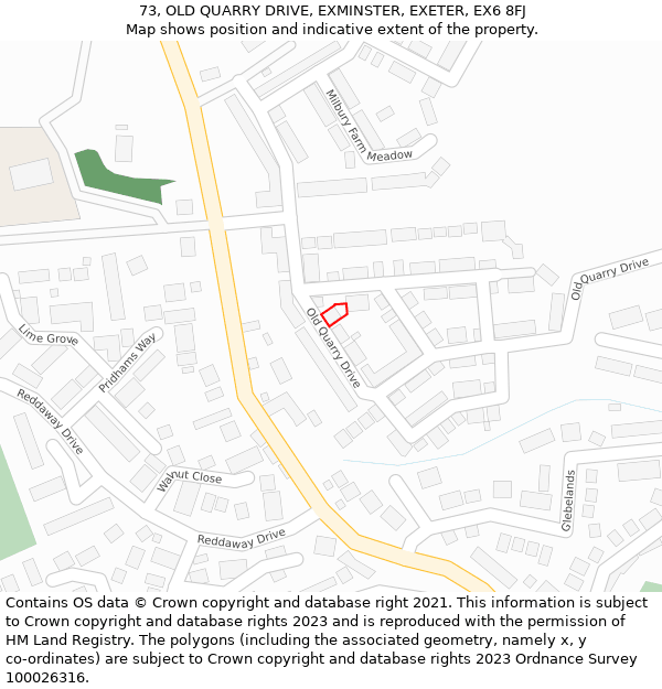 73, OLD QUARRY DRIVE, EXMINSTER, EXETER, EX6 8FJ: Location map and indicative extent of plot