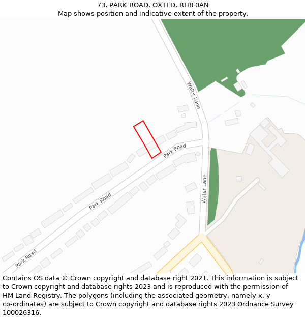 73, PARK ROAD, OXTED, RH8 0AN: Location map and indicative extent of plot