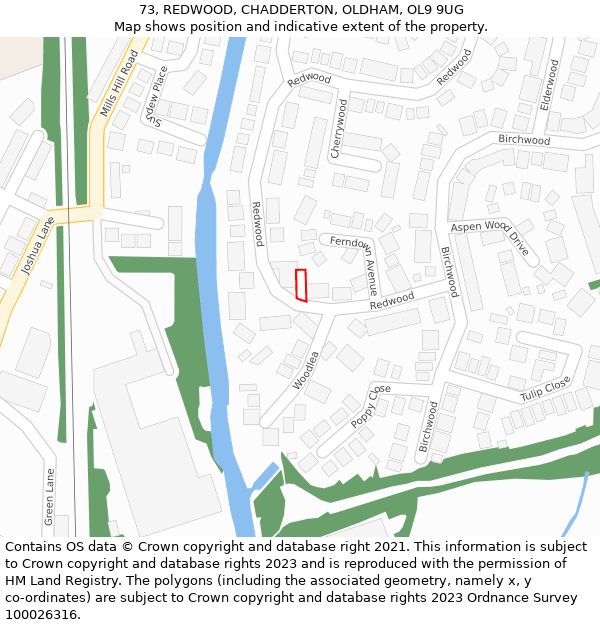 73, REDWOOD, CHADDERTON, OLDHAM, OL9 9UG: Location map and indicative extent of plot