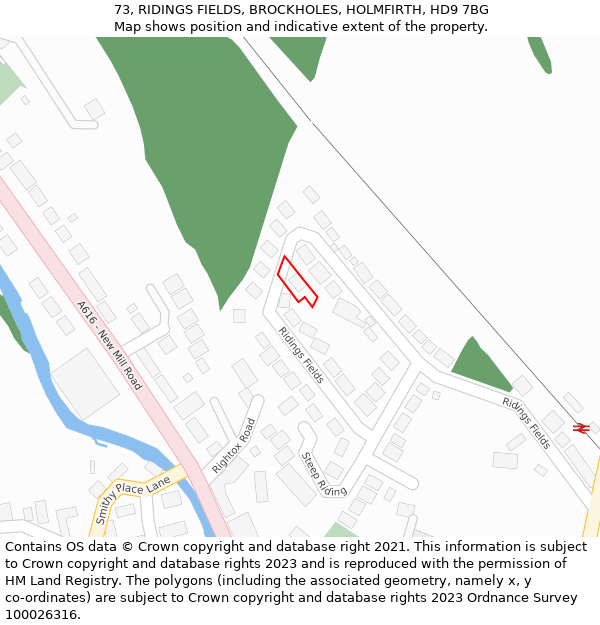 73, RIDINGS FIELDS, BROCKHOLES, HOLMFIRTH, HD9 7BG: Location map and indicative extent of plot