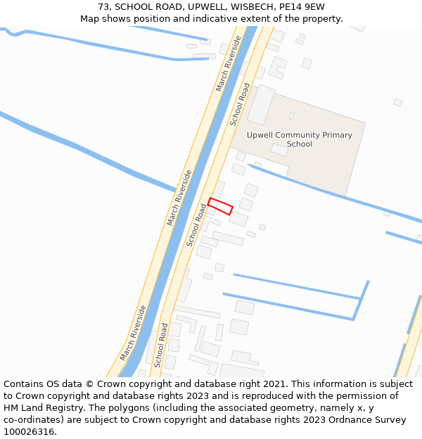 73, SCHOOL ROAD, UPWELL, WISBECH, PE14 9EW: Location map and indicative extent of plot