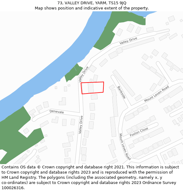 73, VALLEY DRIVE, YARM, TS15 9JQ: Location map and indicative extent of plot