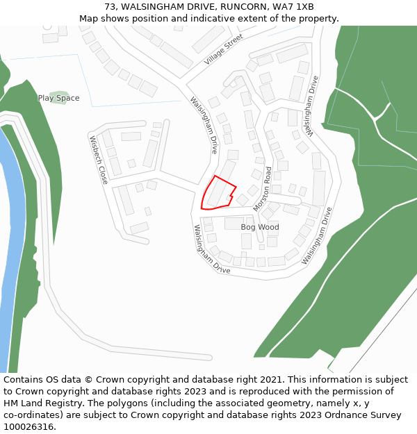 73, WALSINGHAM DRIVE, RUNCORN, WA7 1XB: Location map and indicative extent of plot
