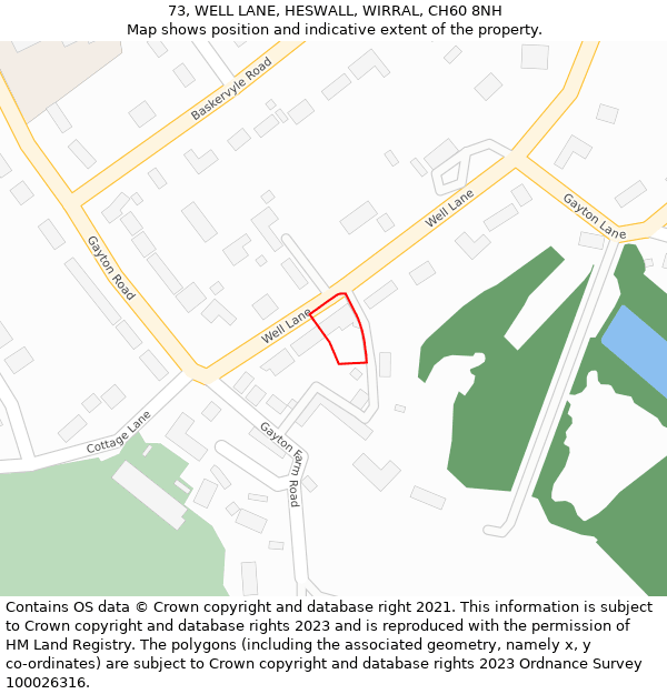 73, WELL LANE, HESWALL, WIRRAL, CH60 8NH: Location map and indicative extent of plot