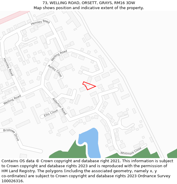 73, WELLING ROAD, ORSETT, GRAYS, RM16 3DW: Location map and indicative extent of plot