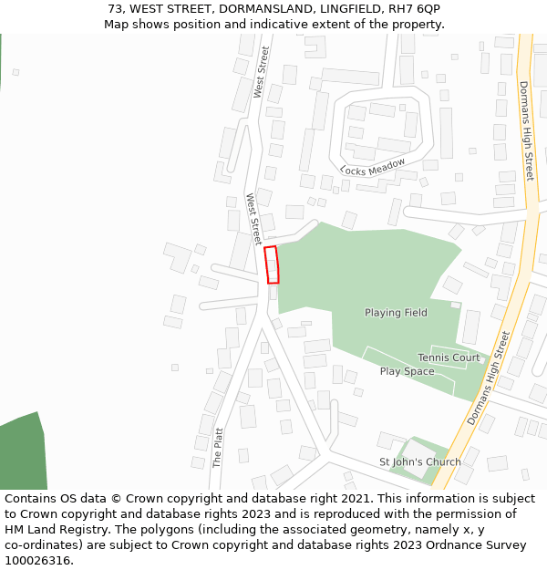 73, WEST STREET, DORMANSLAND, LINGFIELD, RH7 6QP: Location map and indicative extent of plot