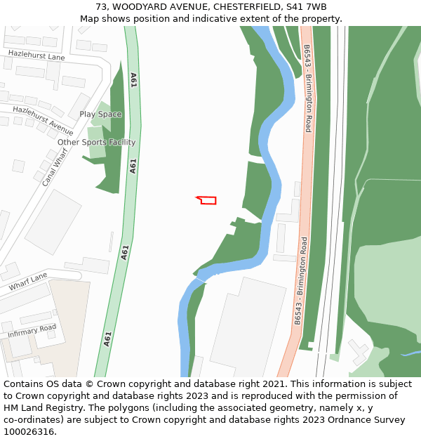 73, WOODYARD AVENUE, CHESTERFIELD, S41 7WB: Location map and indicative extent of plot