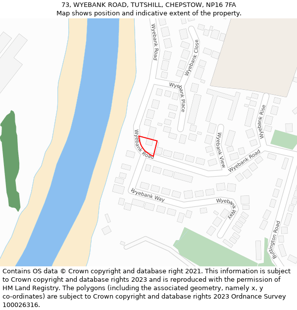 73, WYEBANK ROAD, TUTSHILL, CHEPSTOW, NP16 7FA: Location map and indicative extent of plot