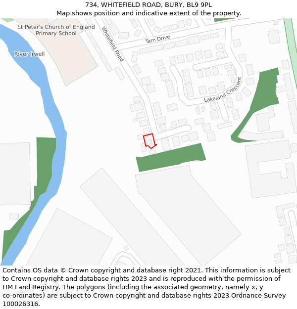 734, WHITEFIELD ROAD, BURY, BL9 9PL: Location map and indicative extent of plot