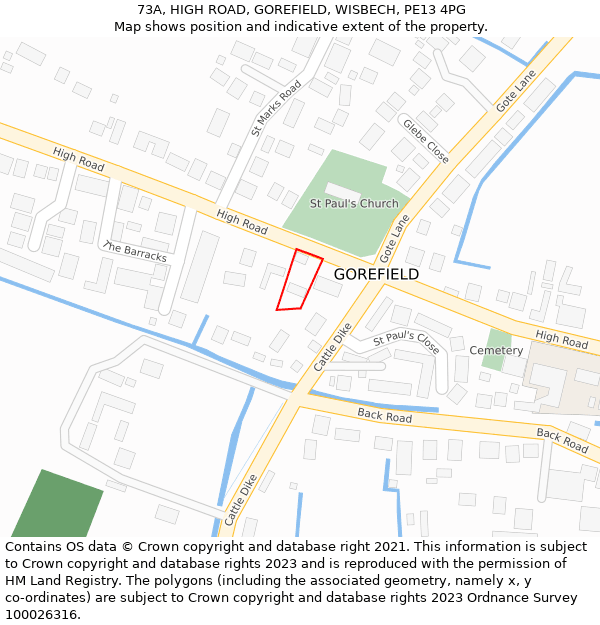 73A, HIGH ROAD, GOREFIELD, WISBECH, PE13 4PG: Location map and indicative extent of plot