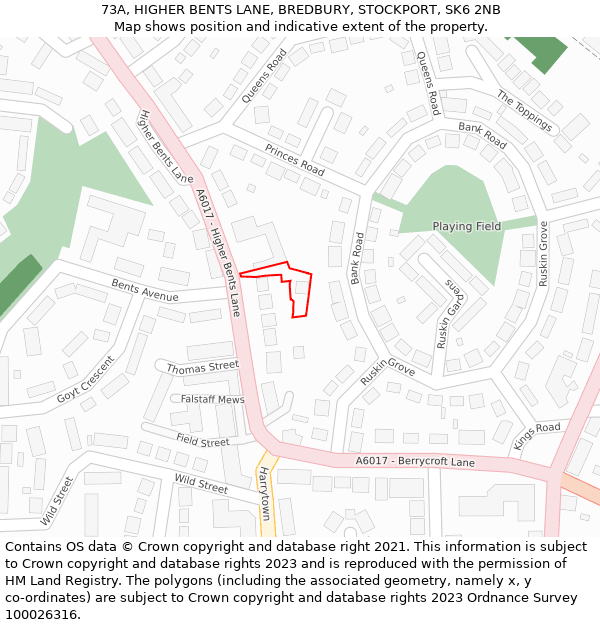 73A, HIGHER BENTS LANE, BREDBURY, STOCKPORT, SK6 2NB: Location map and indicative extent of plot