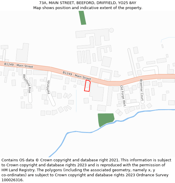 73A, MAIN STREET, BEEFORD, DRIFFIELD, YO25 8AY: Location map and indicative extent of plot