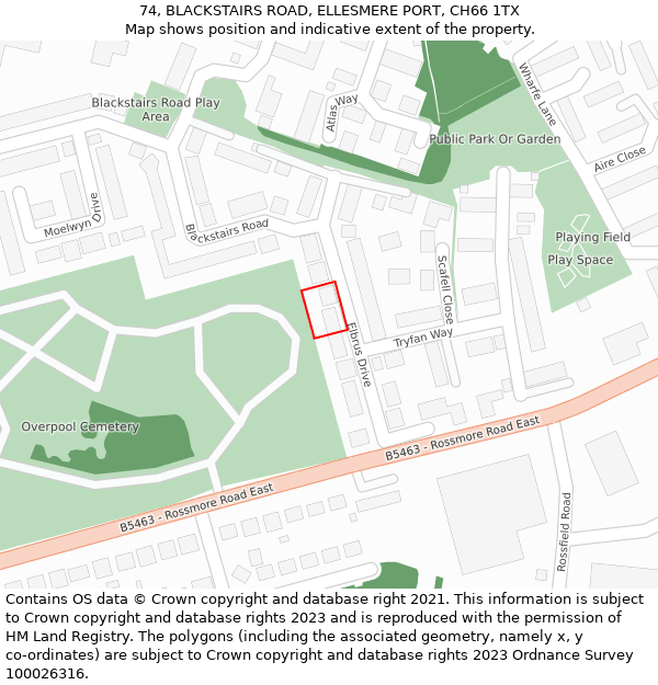 74, BLACKSTAIRS ROAD, ELLESMERE PORT, CH66 1TX: Location map and indicative extent of plot